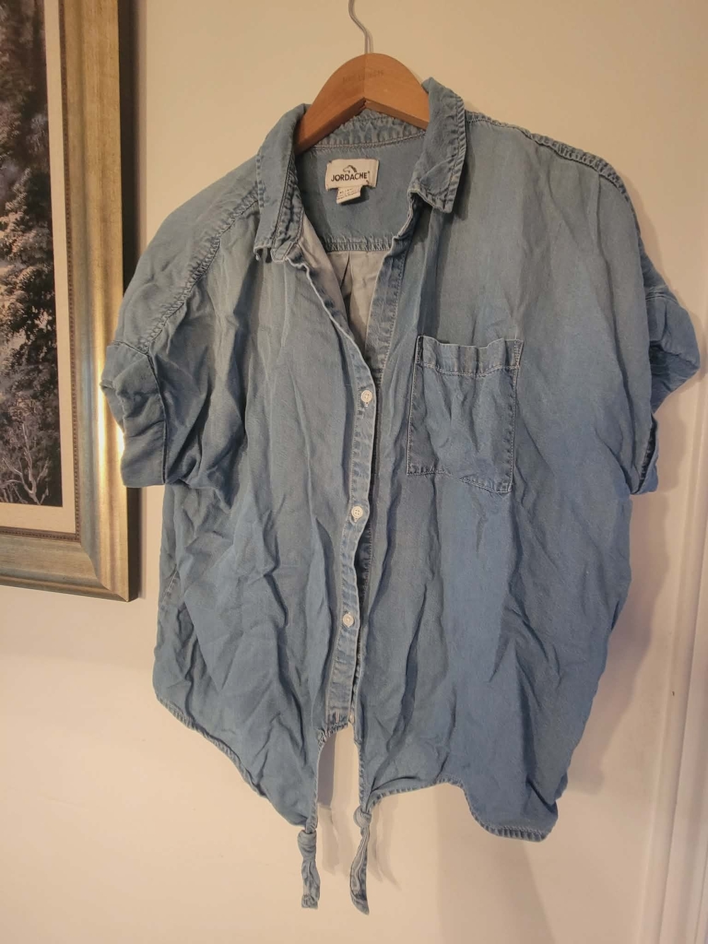 Jordache Light Blue Denim Short-Sleeve Button-Up